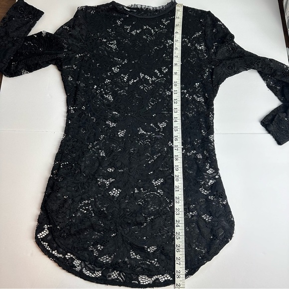 Lace Long Sleeve Top High Neck Stretch Women's size XL black READ DESCRIPTION - Picture 6 of 9
